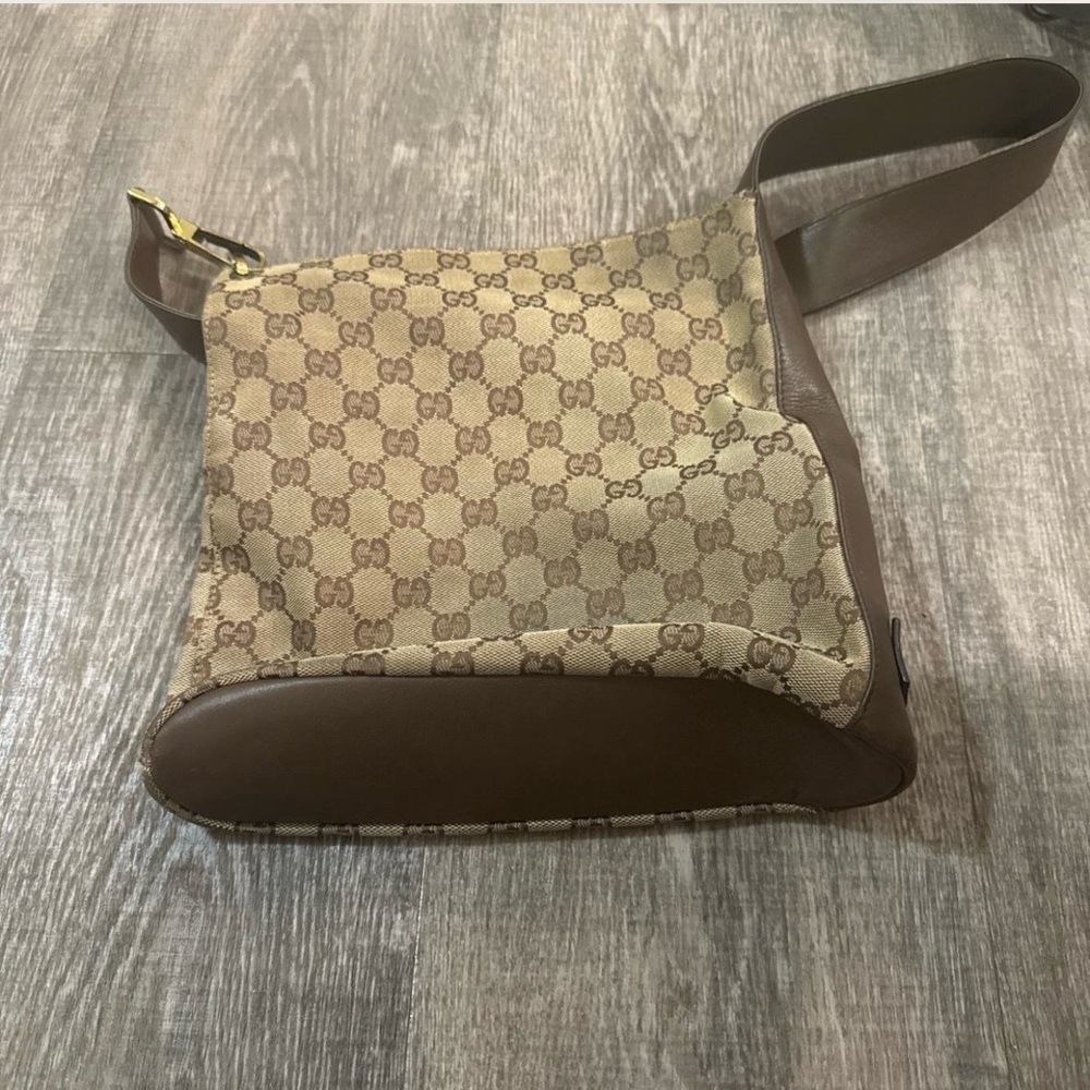 Gucci Beige and Brown Monogram Shoulder Bag